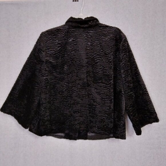 Chico’s | Faux Fur Textured Swing Jacket Black | Size XL - Picture 8 of 10